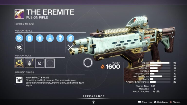 Destiny 2 The Eremite Fusion Rifle