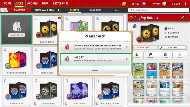 How to Import a Deck in Pokemon TCG