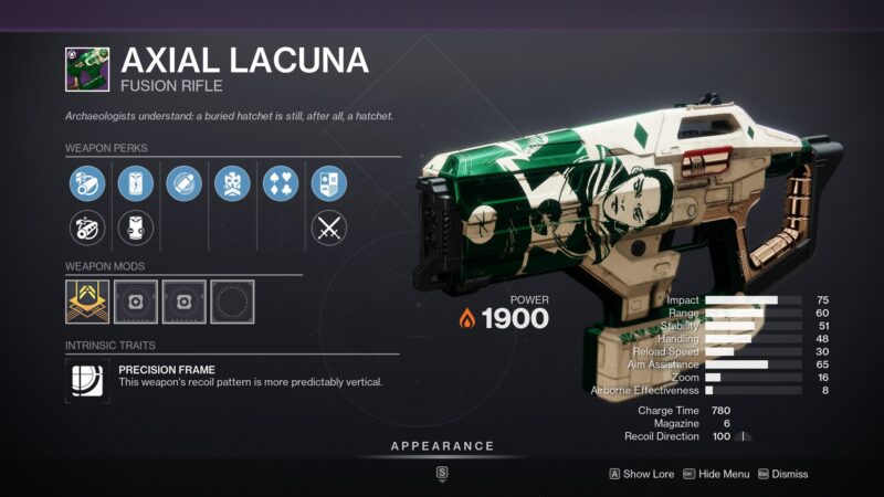 Destiny 2 Axial Lacuna Fusion Rifle